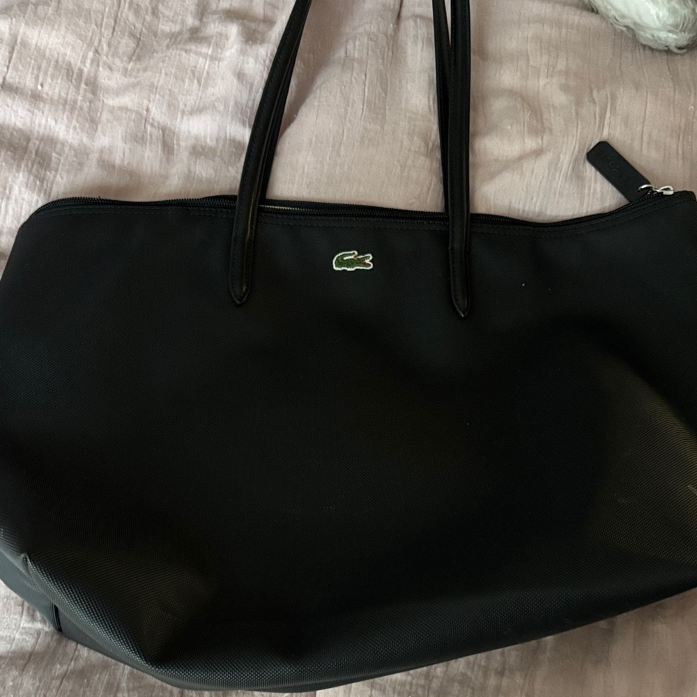 Lacoste Black Tote Bag with Iconic Logo